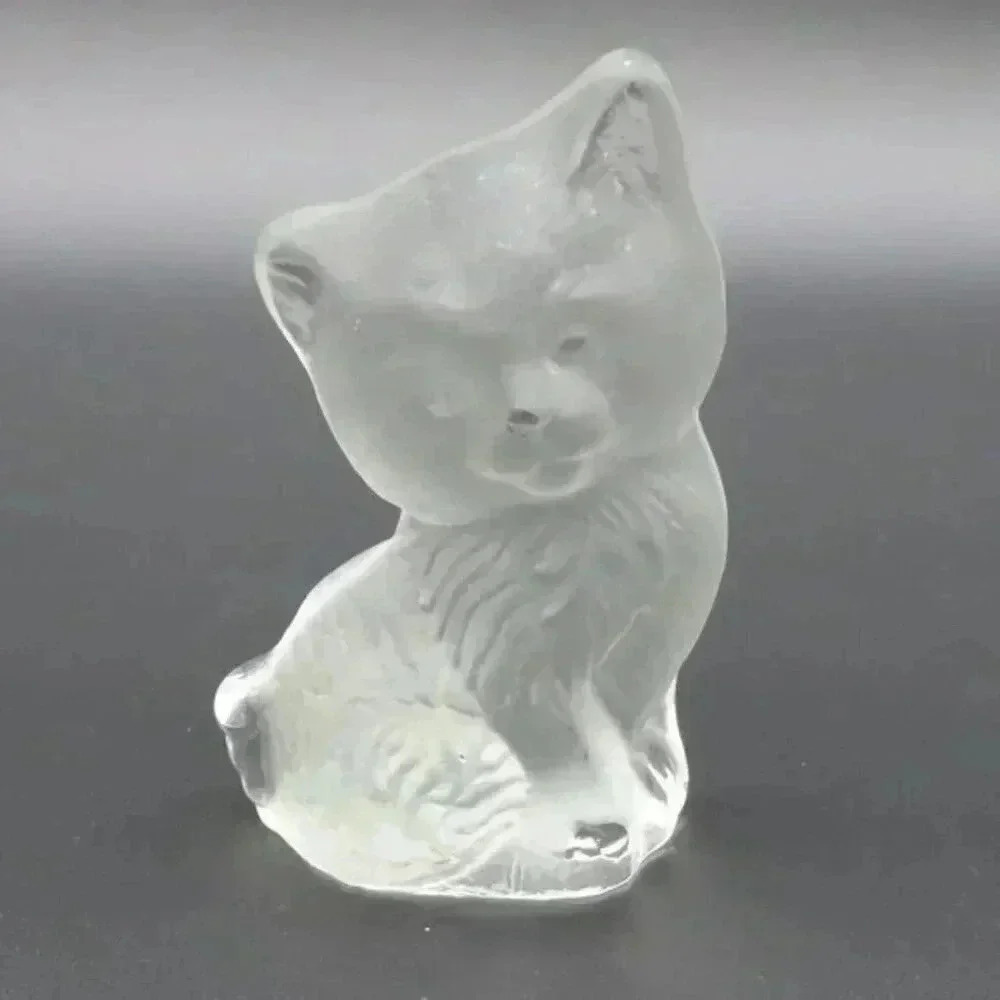 Vintage Viking Frosted Cat Kitten Paperweight Figure